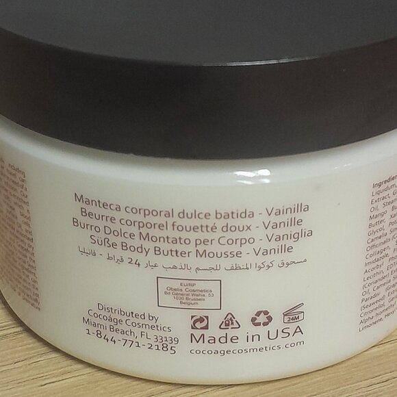 COCOAGE 24K GOLD SWEET WHIPPED BODY BUTTER-VANILLA-8.8 fl oz / 250 ml-NEW-SEALED - Picture 7 of 8